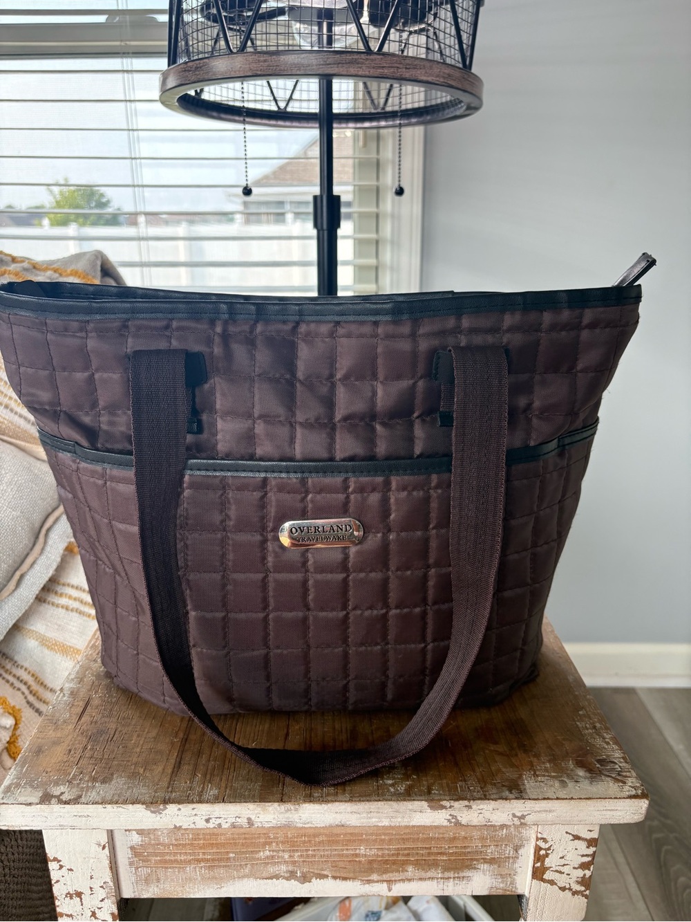 Overland Quilted Chocolate Brown Travel Tote - Women's Shoulder Bag